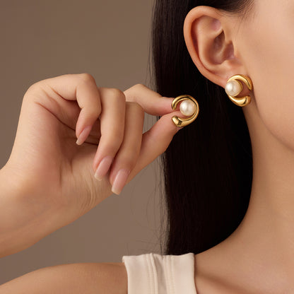 Boucles d'oreilles Zahara Pearl à motif floral