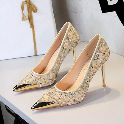 Tahlia Crystal Slip-On Stiletto Pumps