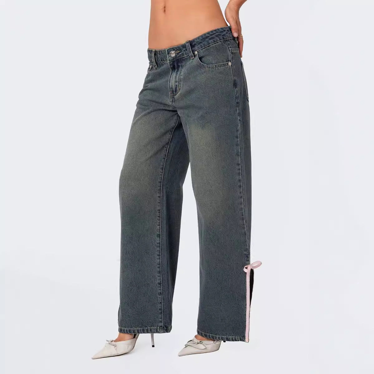 Ziyana Bow-Side Slim Jeans