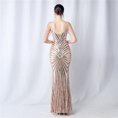 Zelina Beaded Sling Event Dress