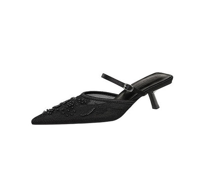 Nayela Floral Lace Stiletto Slippers