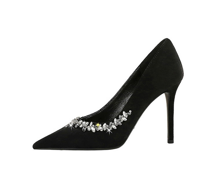 Taye Rhinestone Suede Pumps