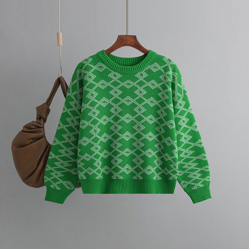 Makena Jacquard Round-Neck Sweater