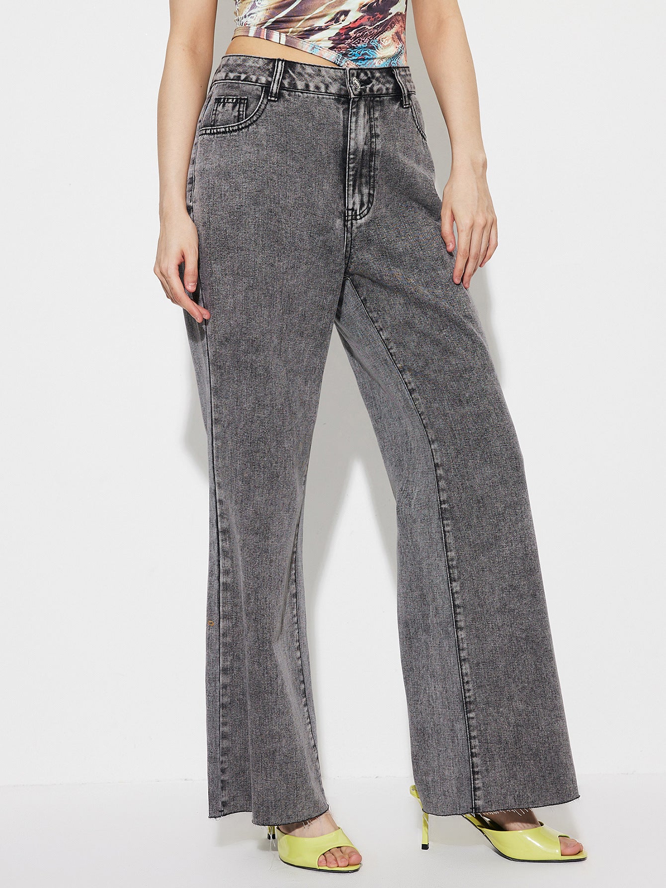 Nyara Straight Loose High-Waist Denim Trousers