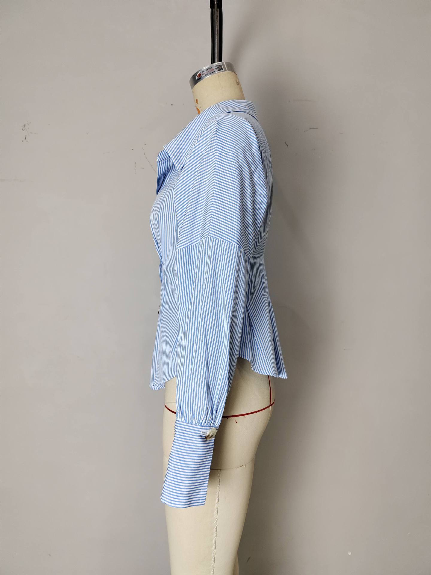 Sefira Striped Pleated Puff Shirt