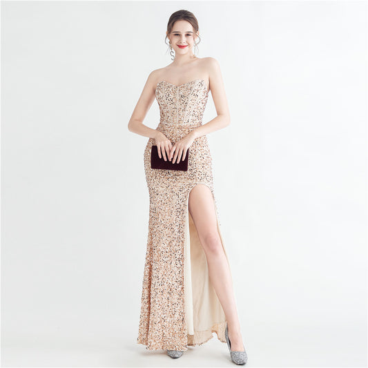 Zelina Sequin Corset Evening Dress
