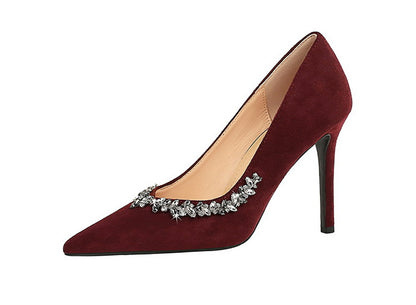 Taye Rhinestone Suede Pumps