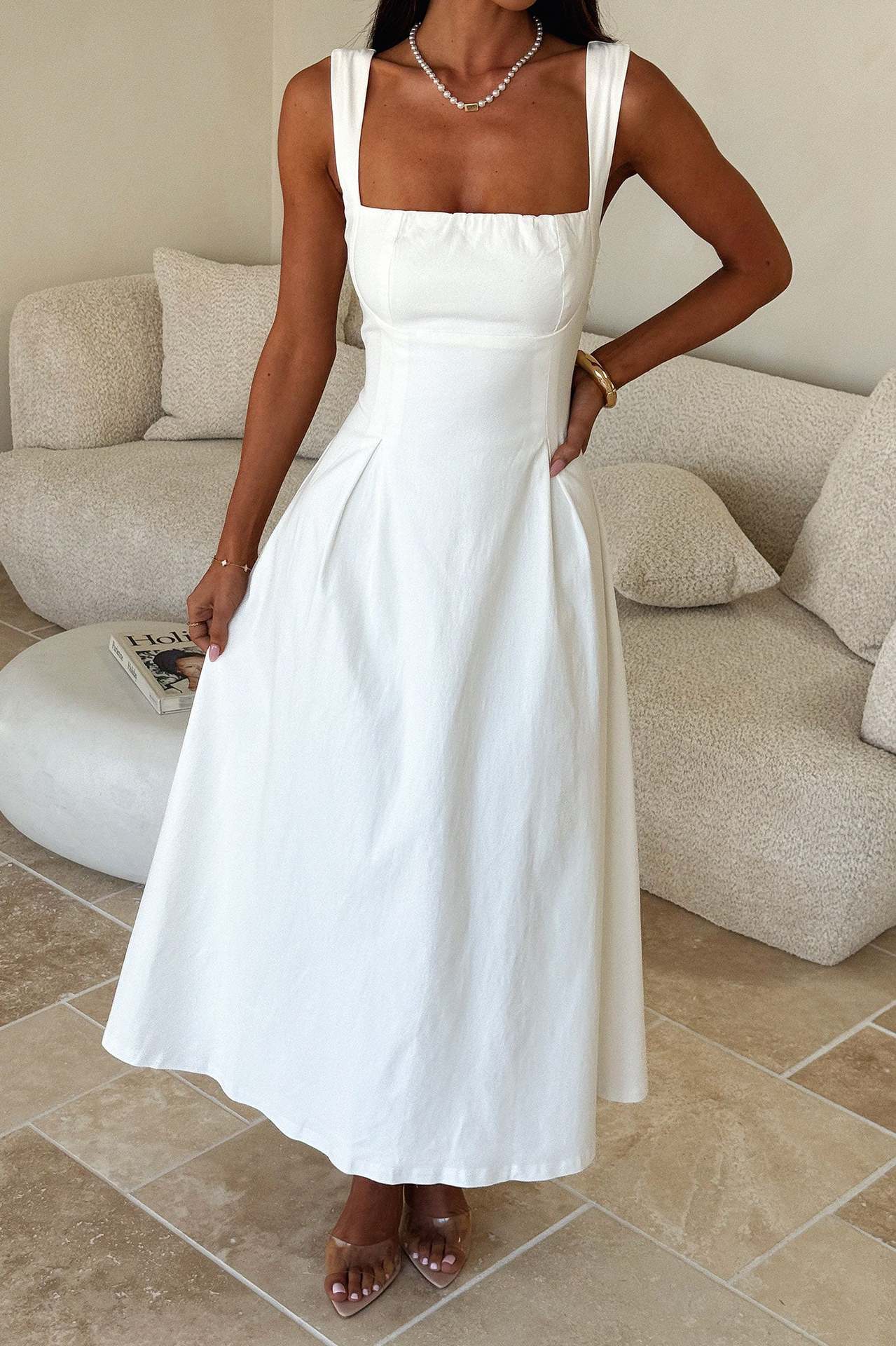 Office Vacation Waist Trimming Spaghetti Straps Dress Women Clothing Summer Independent