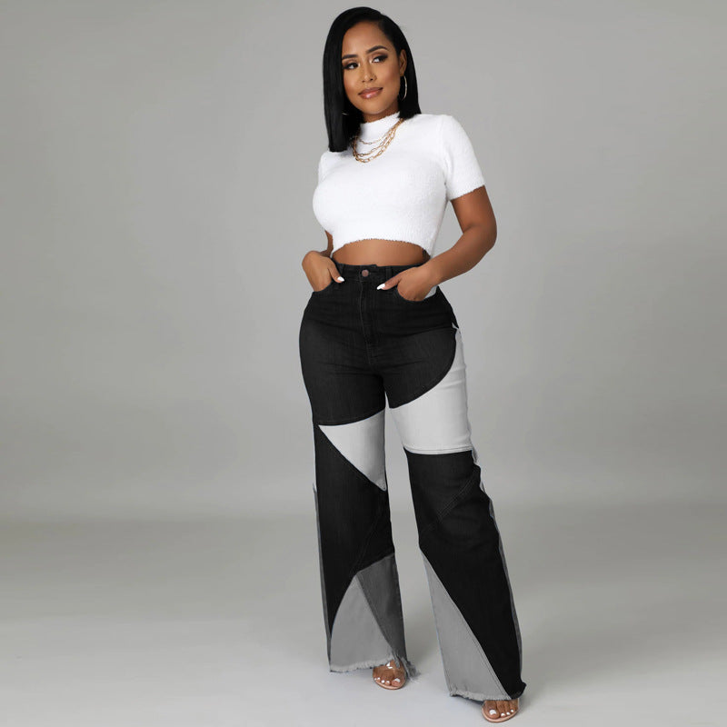 Jean Nyala bicolore à jambes larges