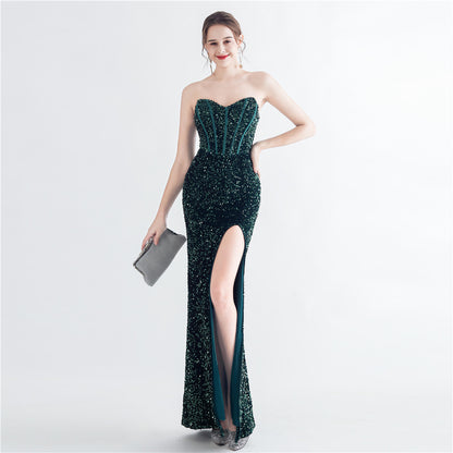 Zelina Sequin Corset Evening Dress