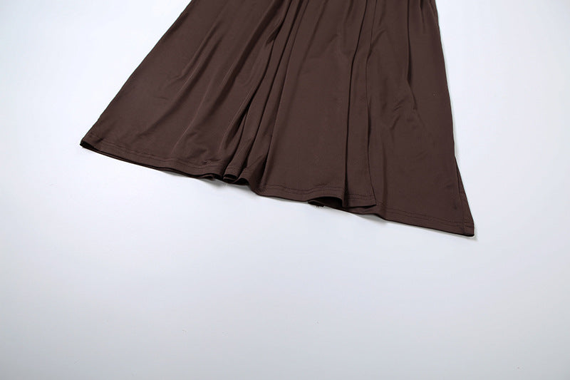 Robe Amira à col foulard fendue et dos nu