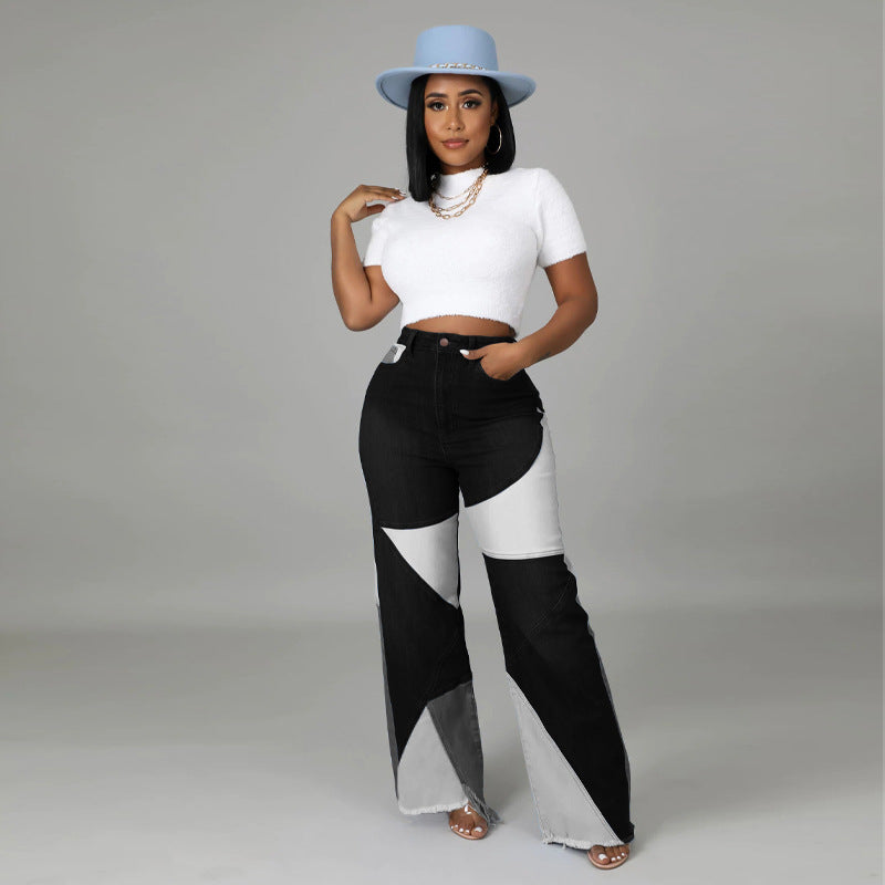 Jean Nyala bicolore à jambes larges