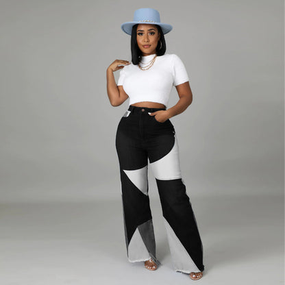Jean Nyala bicolore à jambes larges