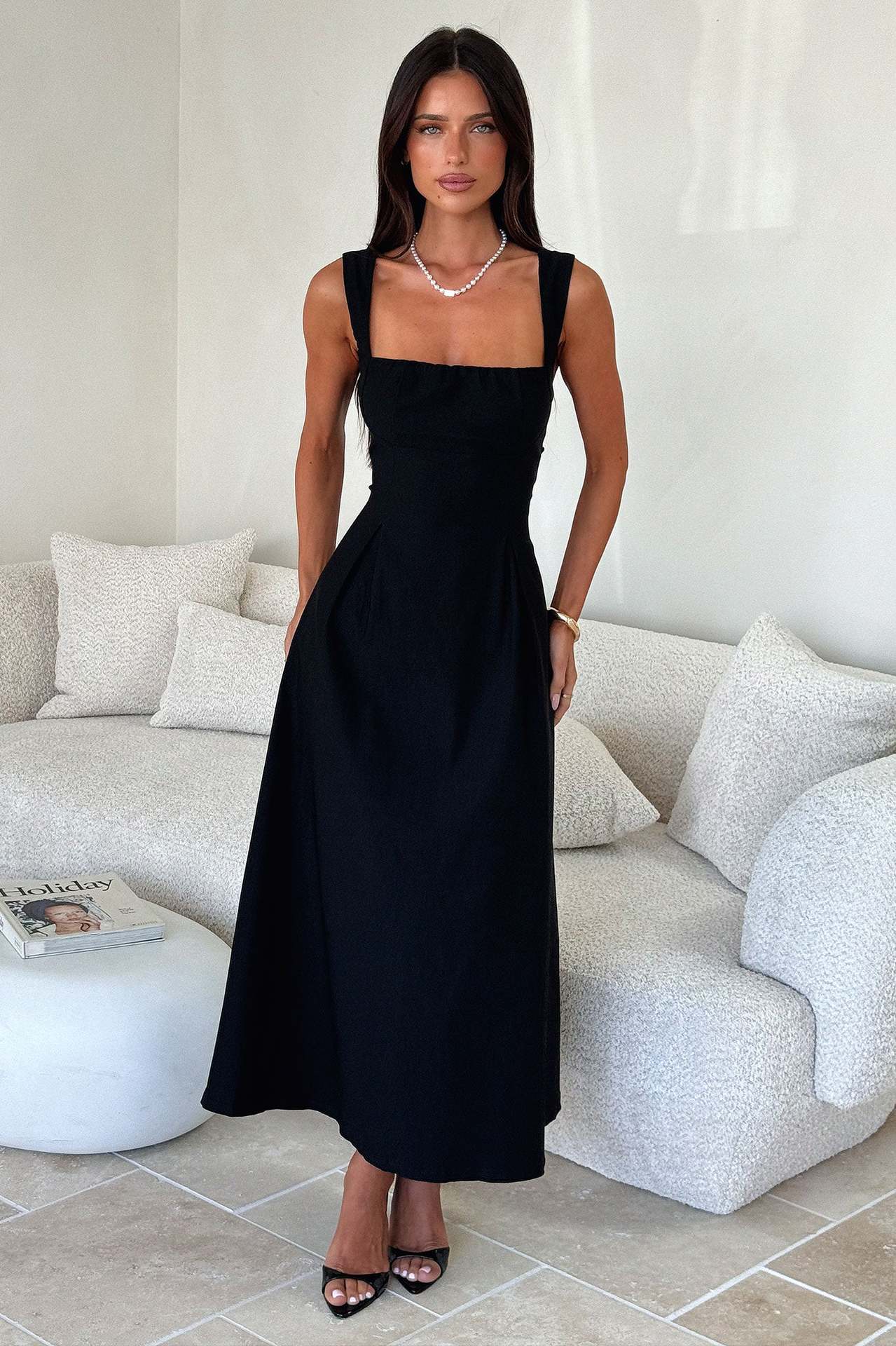 Office Vacation Waist Trimming Spaghetti Straps Dress Women Clothing Summer Independent
