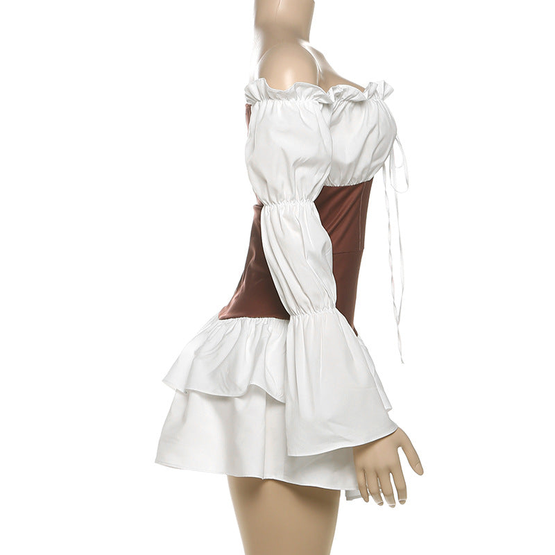 Zyara Contrast Off-Shoulder Dress
