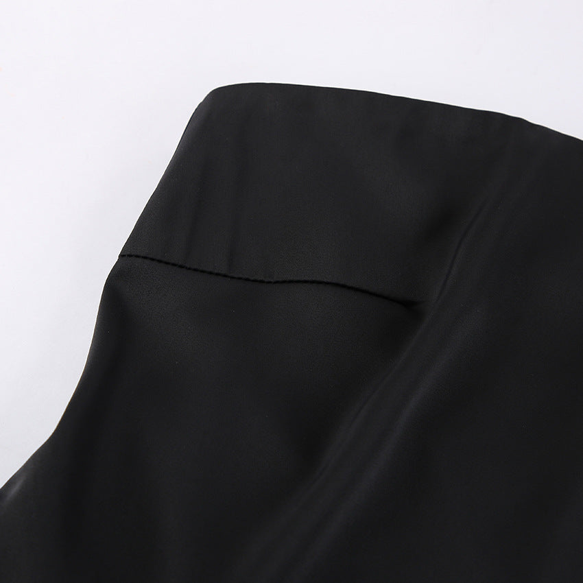 Robe en satin noir Ifunanya
