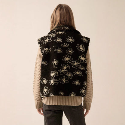 Gilet Sefira à fleurs en peau lainée