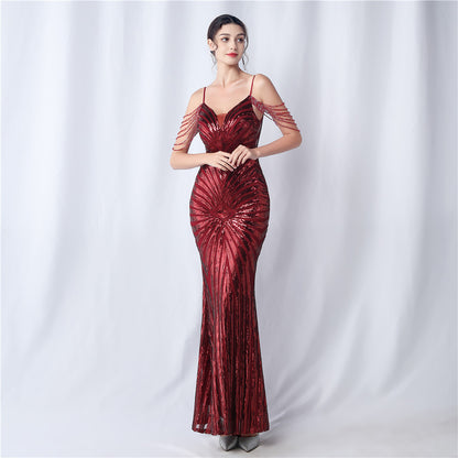 Zelina Beaded Sling Event Dress