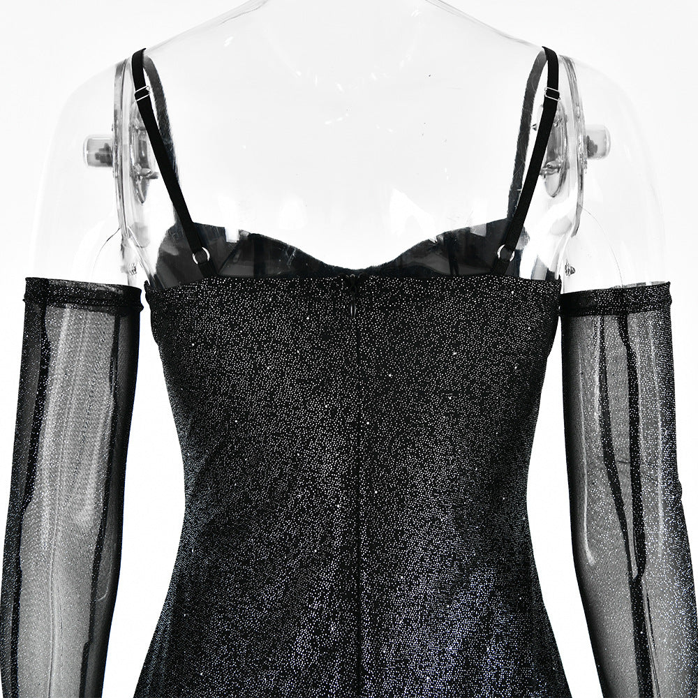 Adanna Silver Mesh Tube Dress