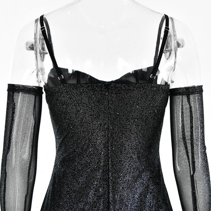 Adanna Silver Mesh Tube Dress