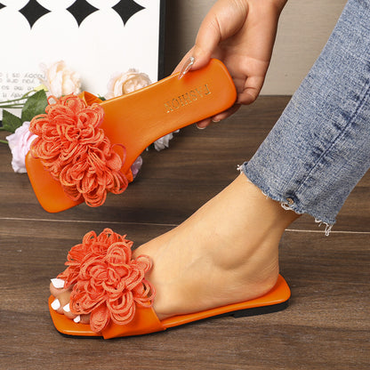 Zahira Floral Flat Slippers