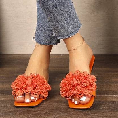 Zahira Floral Flat Slippers
