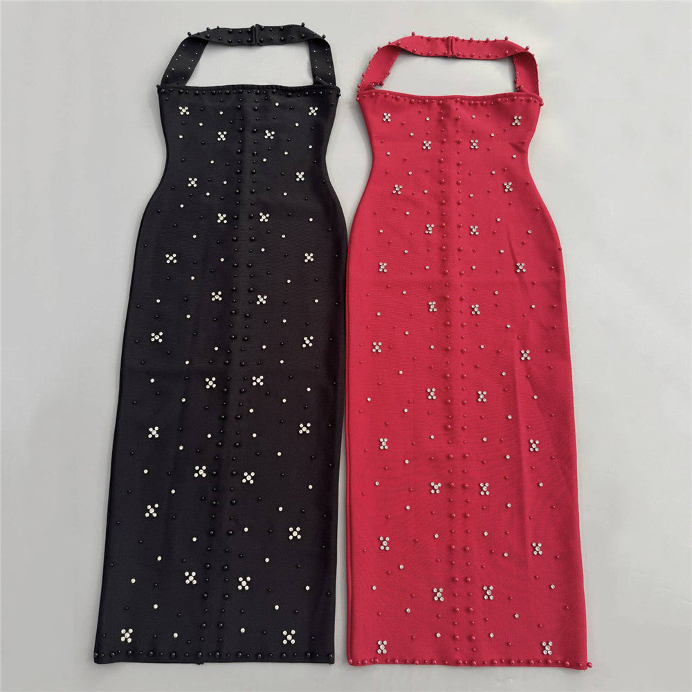 Ndem Halter Rhinestone Dress