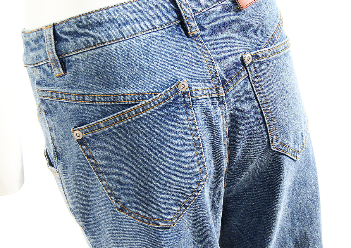 Jean slim taille haute Ayomi à fermeture éclair