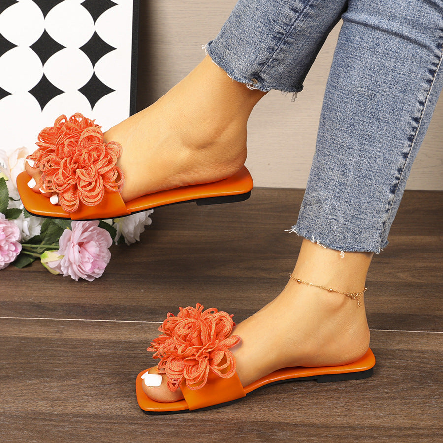 Zahira Floral Flat Slippers