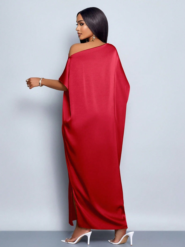 Adanna Golden Glow Satin Dress