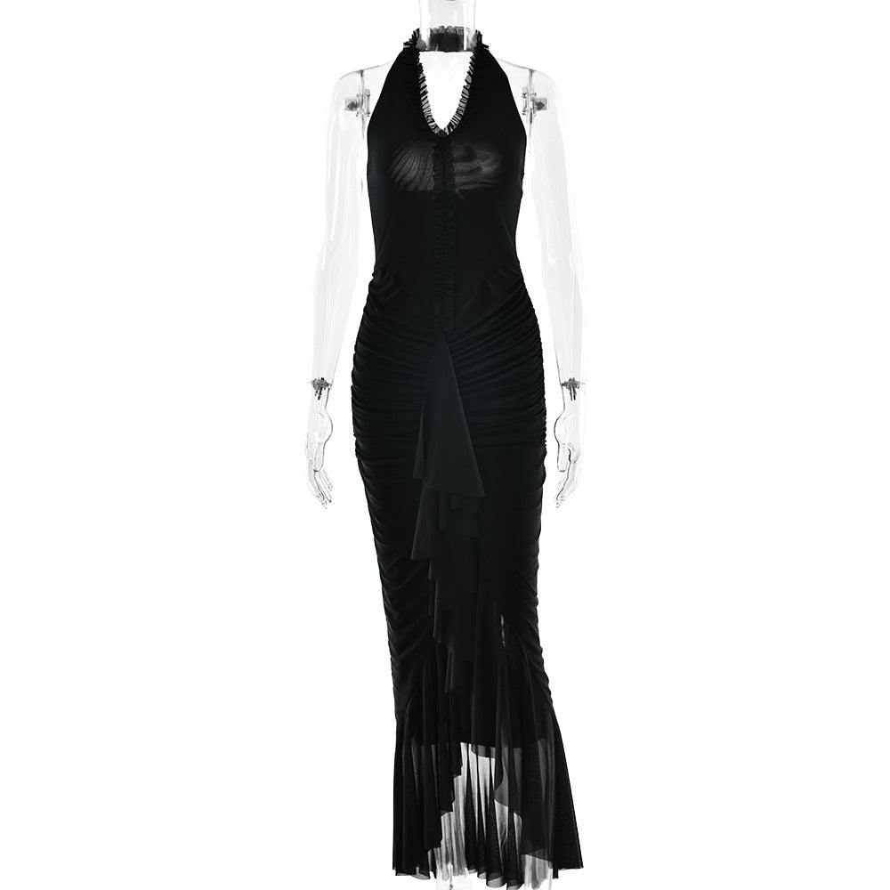 Robe dos nu à volants Zelia