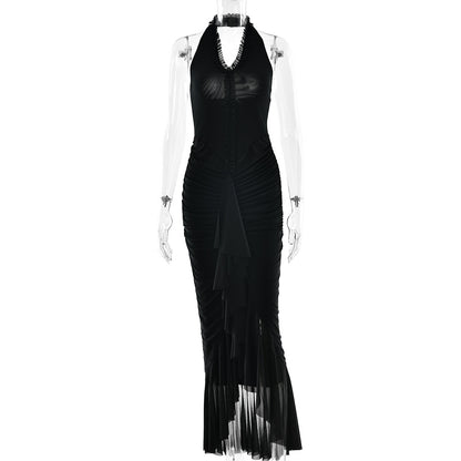 Robe dos nu à volants Zelia