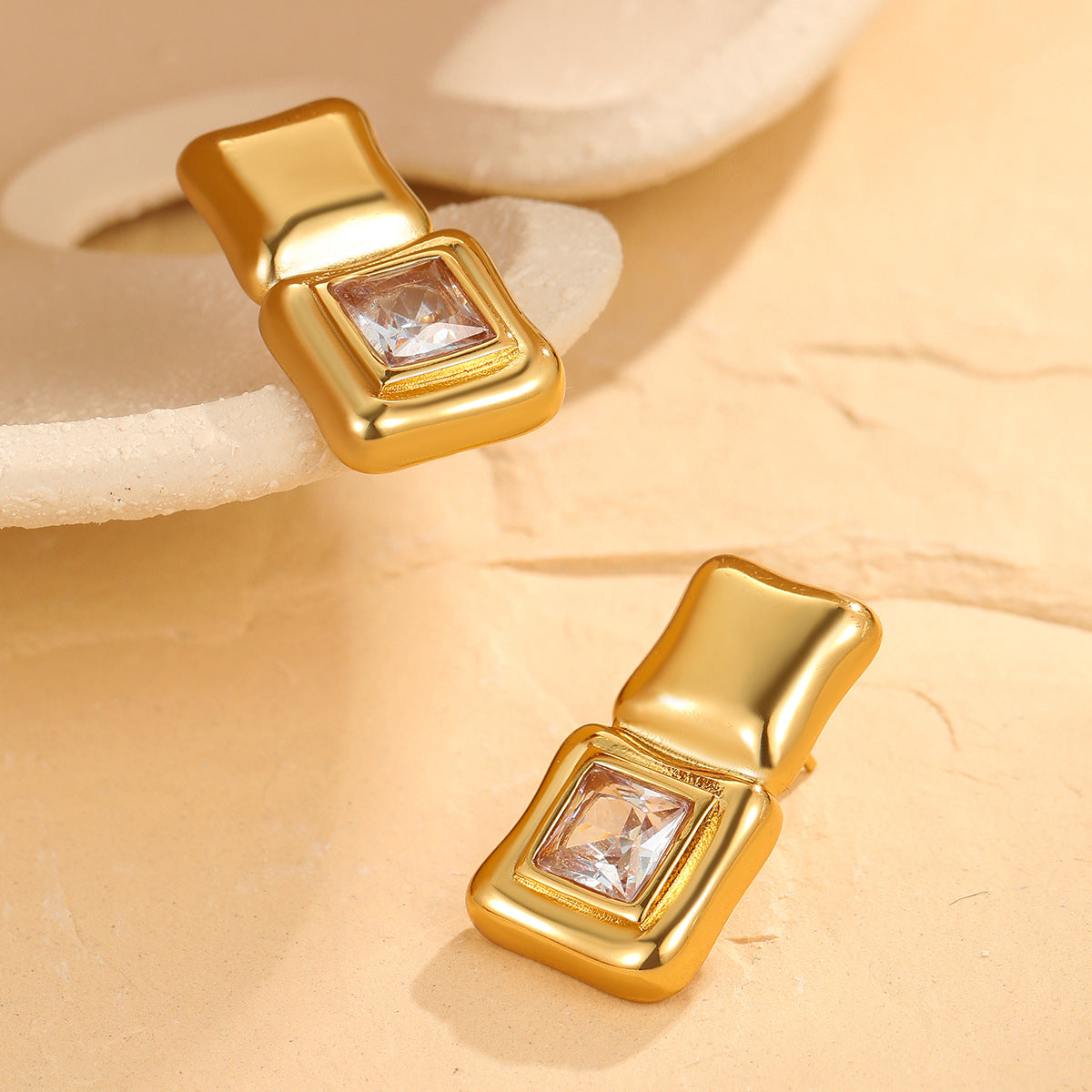 Azika Geometric Square Zircon Earrings