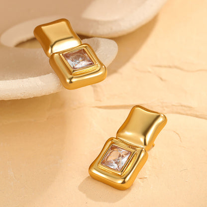 Azika Geometric Square Zircon Earrings