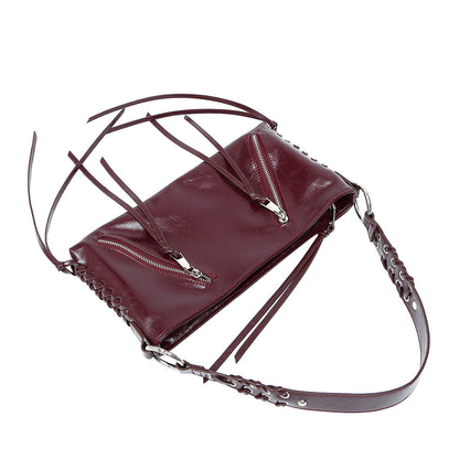 Crossbody Bag Niche Trendy Cool Women Bag High Sense Tassel Rivets Portable Small Square Bag Office Shoulder Bag