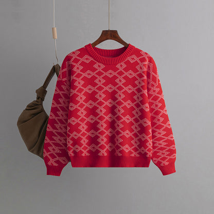 Makena Jacquard Round-Neck Sweater
