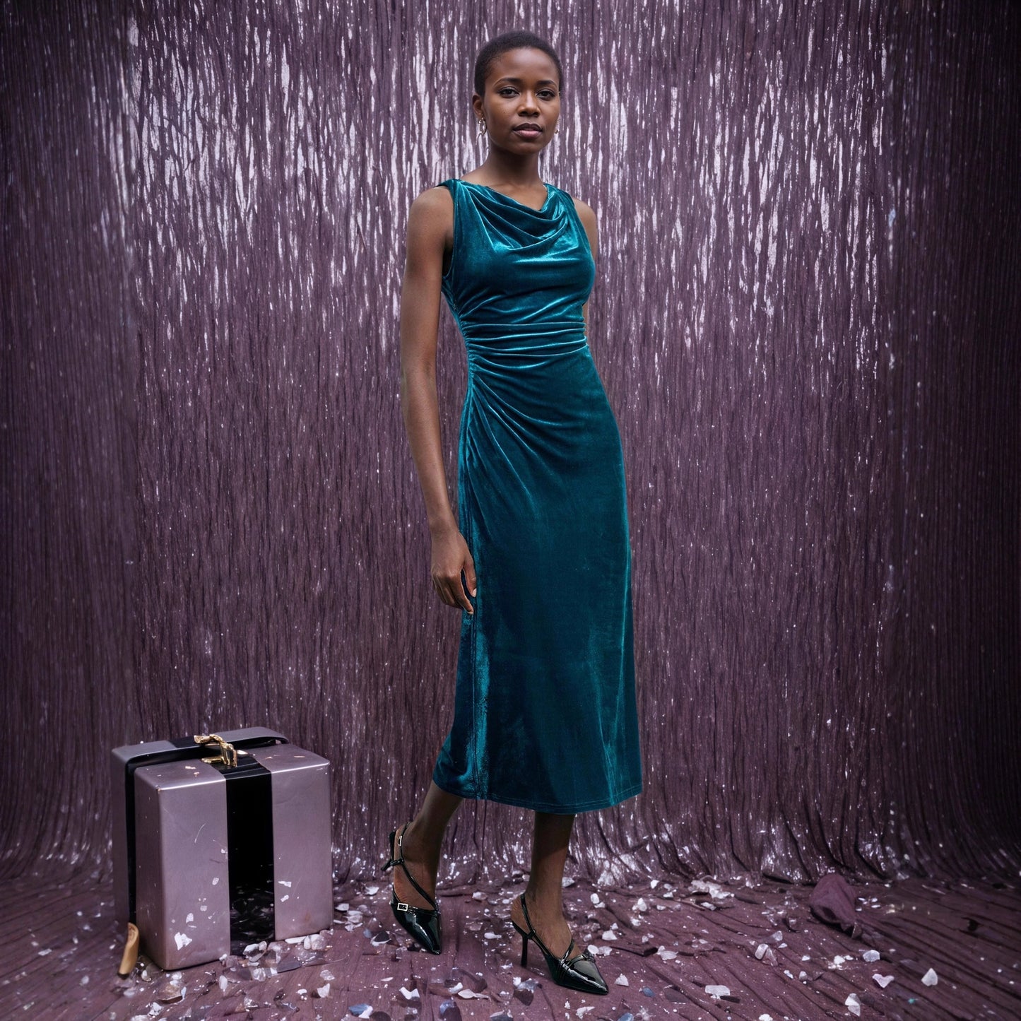Isolde Sleeveless Velvet Evening Dress