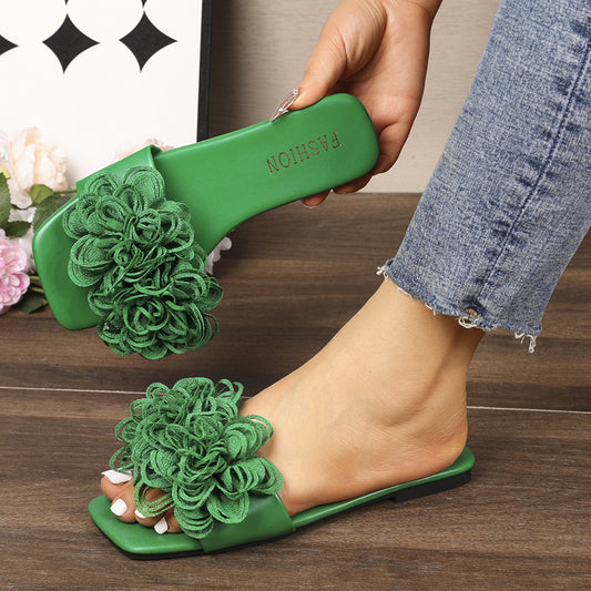 Zahira Floral Flat Slippers