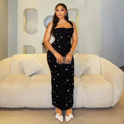 Ndem Halter Rhinestone Dress