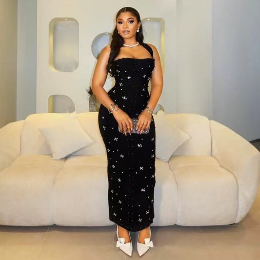 Ndem Halter Rhinestone Dress