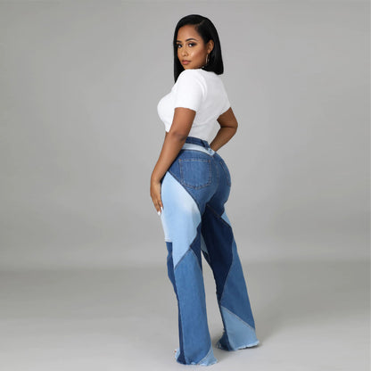 Jean Nyala bicolore à jambes larges