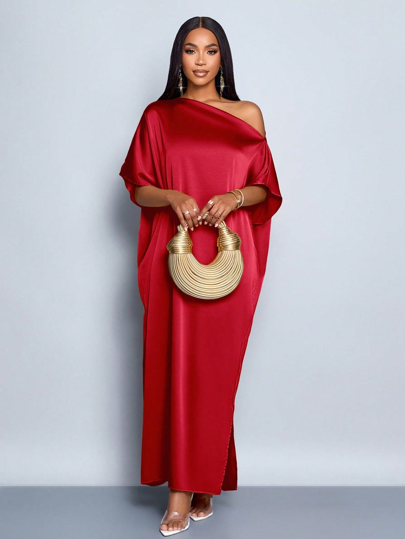 Adanna Golden Glow Satin Dress