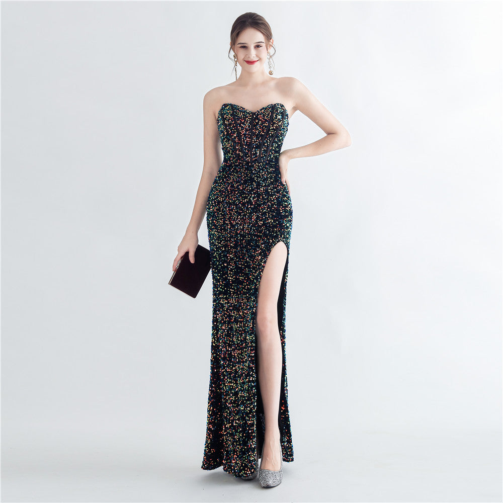Zelina Sequin Corset Evening Dress