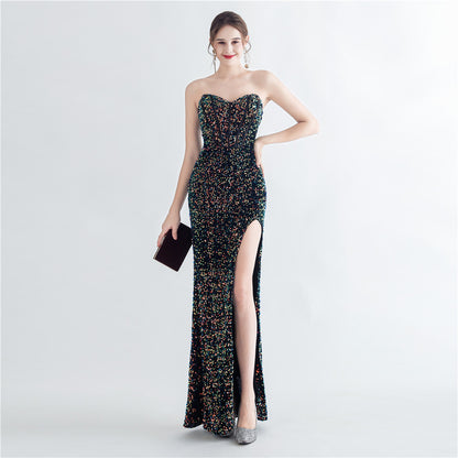 Zelina Sequin Corset Evening Dress