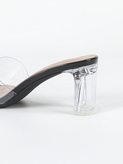 Escarpins à talons carrés transparents Zola