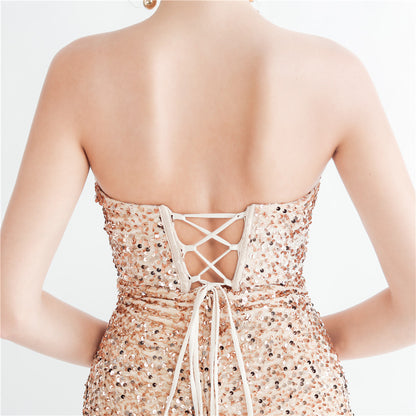 Zelina Sequin Corset Evening Dress