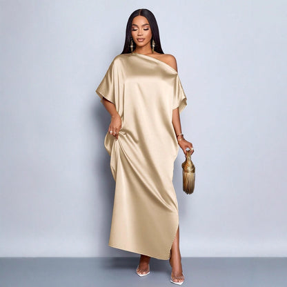 Adanna Golden Glow Satin Dress