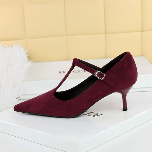 Ayodele T-Strap Suede Pumps