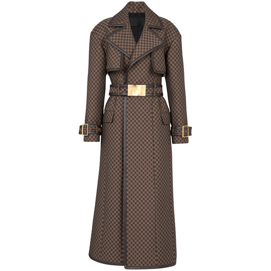 Amara Luxury  Autumn Winter Jacquard Trench Coat