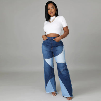 Jean Nyala bicolore à jambes larges